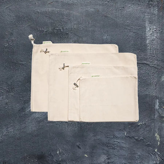Set of 4 Organic Cotton Muslin Produce Bags
