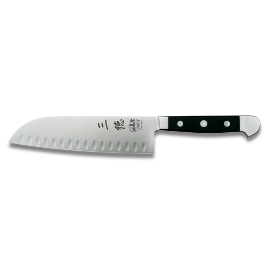 Alpha Santoku Knife With Hollow Edges - 7 inch