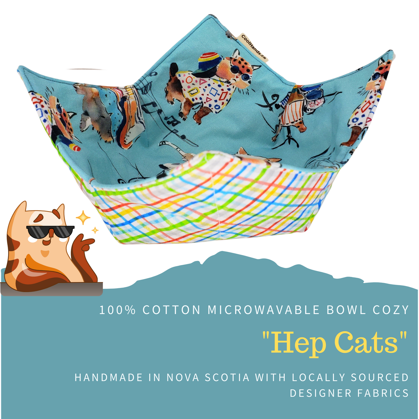 100% Cotton Microwavable Bowl Cozy - Hep Cats