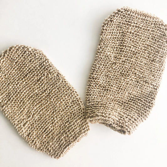 Natural Exfoliating Jute Mitt - Organic Biodegradable Body & Bath Glove - Plastic Free Zero waste Body Scrub