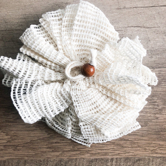Natural Organic Ramie Bath / Shower Puff - Plastic Free Plant Based Biodegradable Shower Sponge